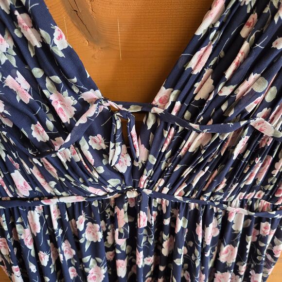 Mac Duggal Navy Multi Floral Sleeveless 50659 Dress 8 Prom Homecoming Vneck - Picture 5 of 11